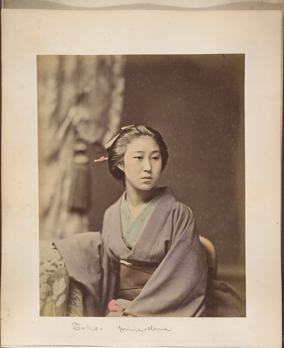 [Young Japanese Woman], Suzuki Shin&#39;ichi (Japanese, 1835–1919), Albumen silver print from glass negative with applied color 