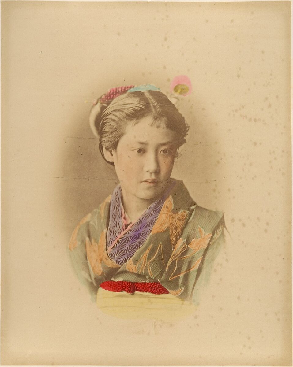 [Young Japanese Woman], Suzuki Shin&#39;ichi (Japanese, 1835–1919), Albumen silver print from glass negative with applied color 