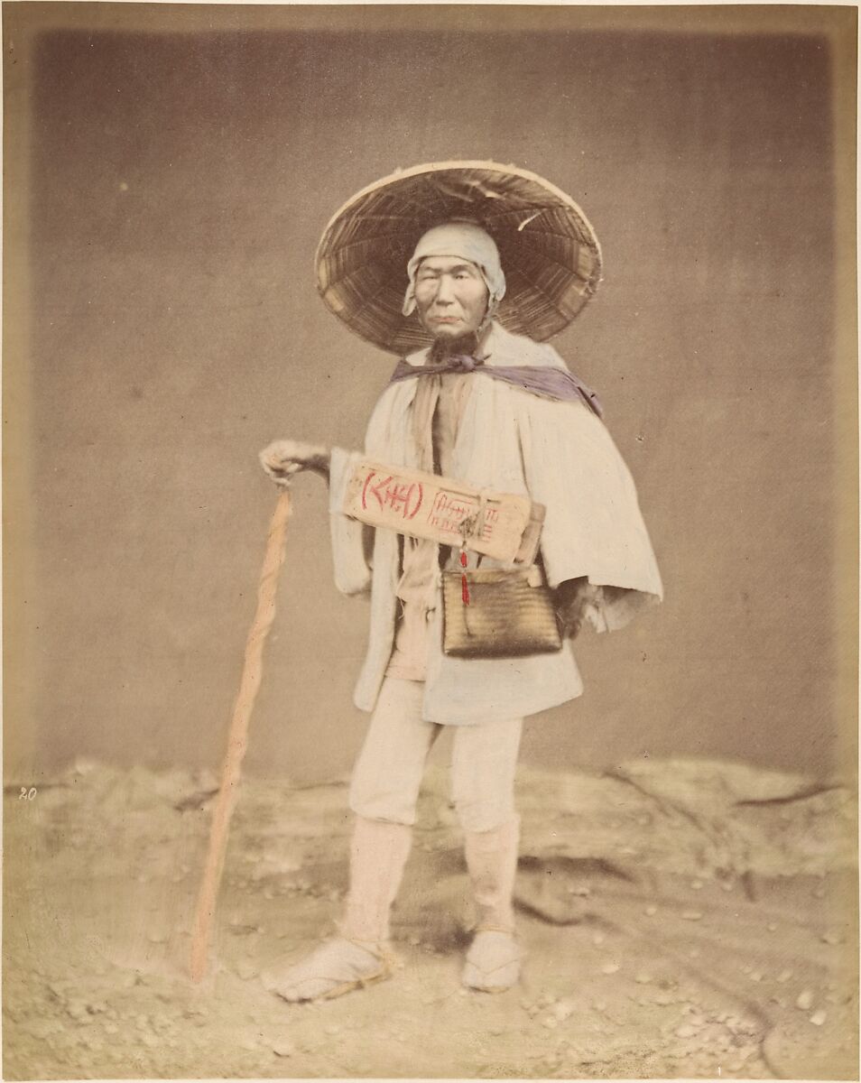 Mendicant Pilgrim, Unknown, Albumen silver print from glass negative with applied color 