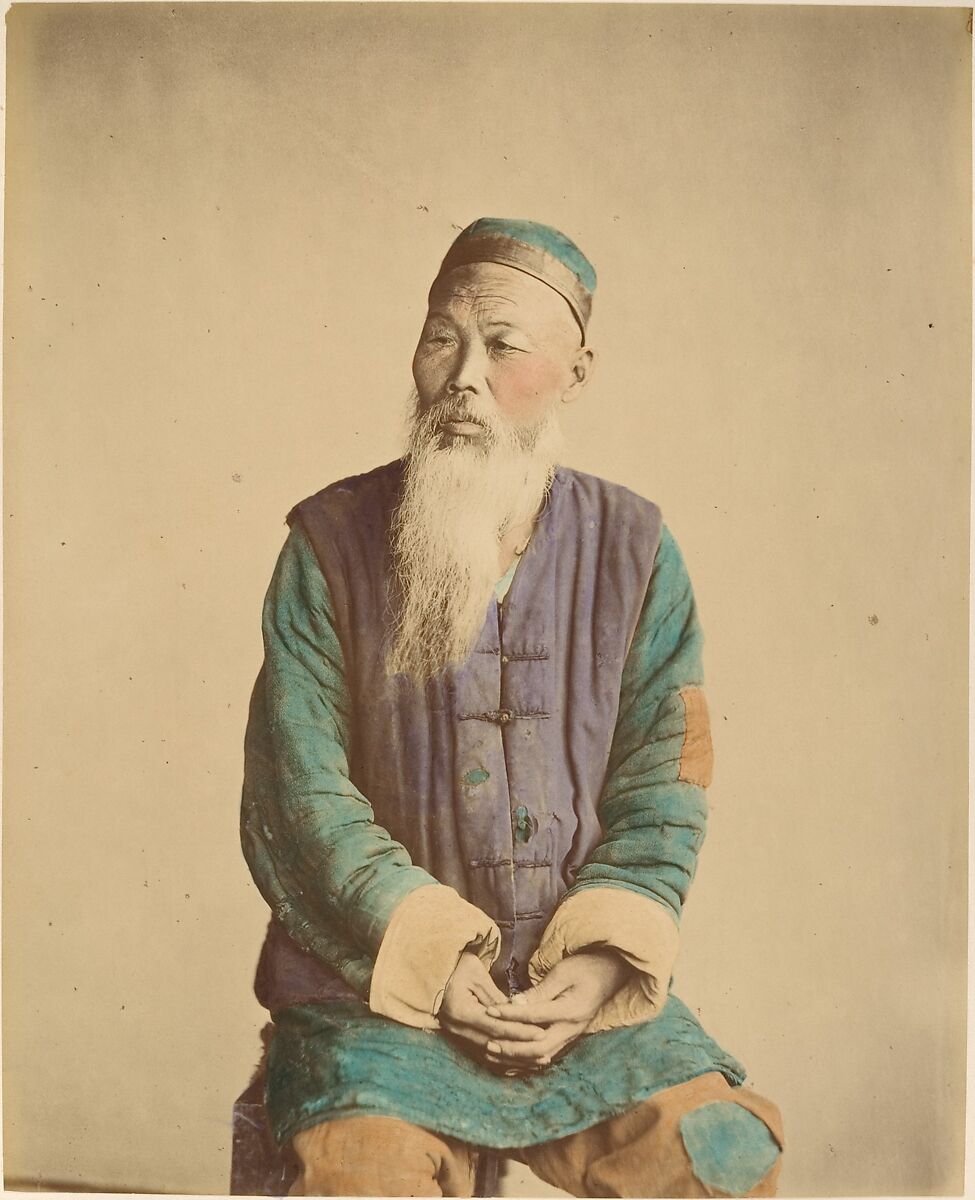 Vieux mendiant, Raimund von Stillfried (Austrian, 1839–1911), Albumen silver print from glass negative with applied color 
