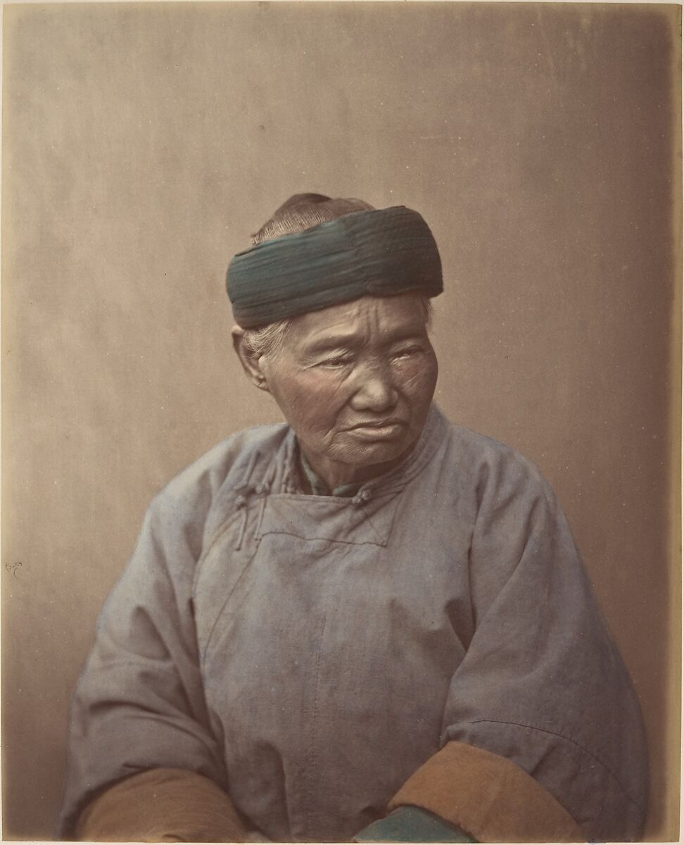 [Portrait of an Old Chinese Woman], Raimund von Stillfried (Austrian, 1839–1911), Albumen silver print from glass negative with applied color 