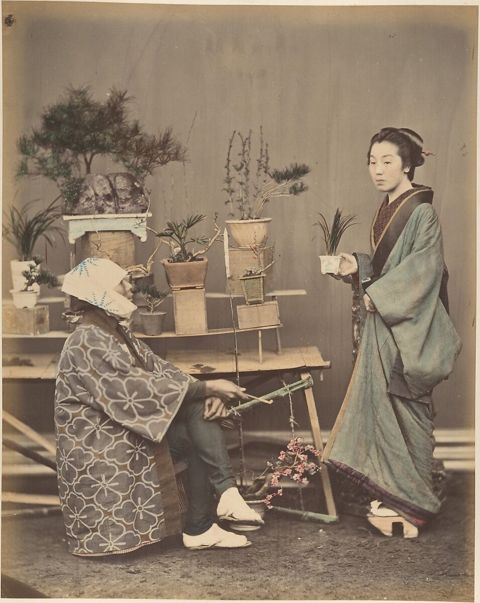 Florist, Suzuki Shin&#39;ichi (Japanese, 1835–1919), Albumen silver print from glass negative with applied color 