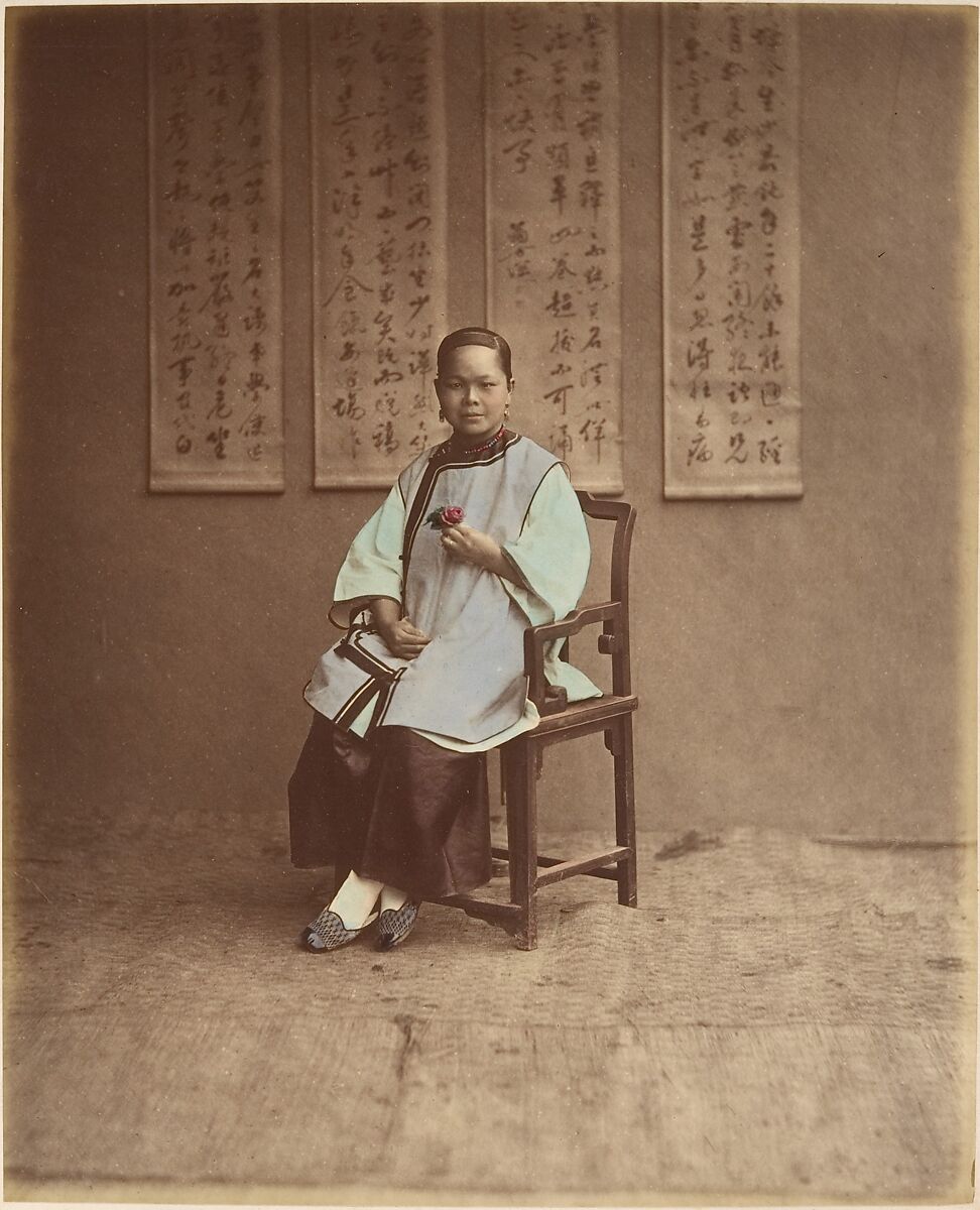 Fille de Shanghai, Raimund von Stillfried (Austrian, 1839–1911), Albumen silver print from glass negative with applied color 