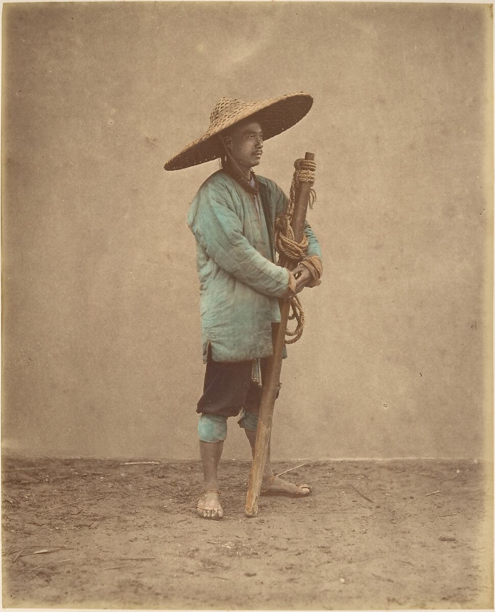 [Chinese Man Wearing Hat], Raimund von Stillfried (Austrian, 1839–1911), Albumen silver print from glass negative with applied color 