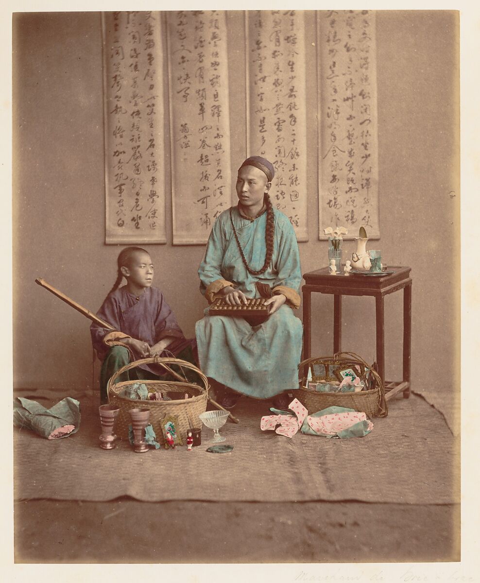 Marchand de Bric à brac, Unknown, Albumen silver print from glass negative with applied color