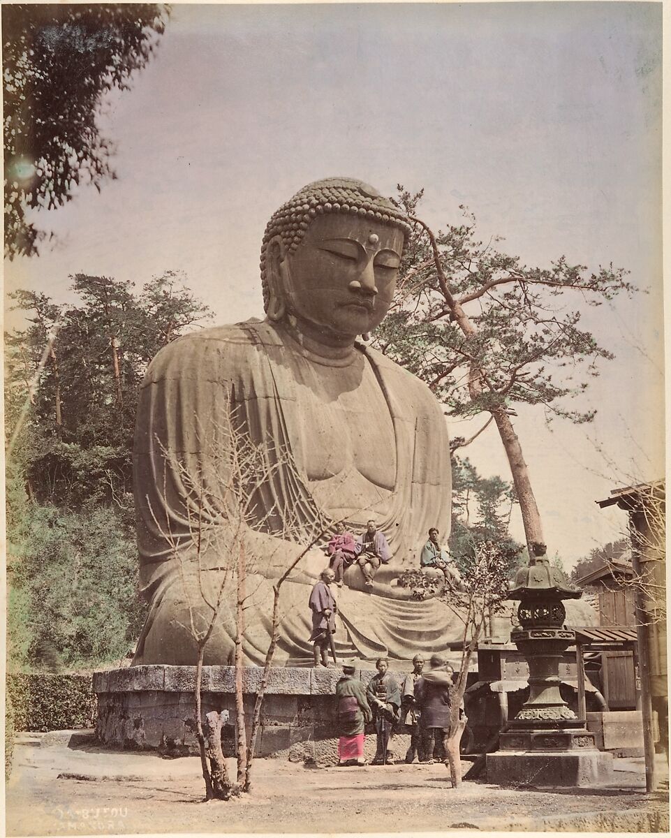 [Buddha Sculpture], Suzuki Shin&#39;ichi (Japanese, 1835–1919), Albumen silver print from glass negative with applied color 