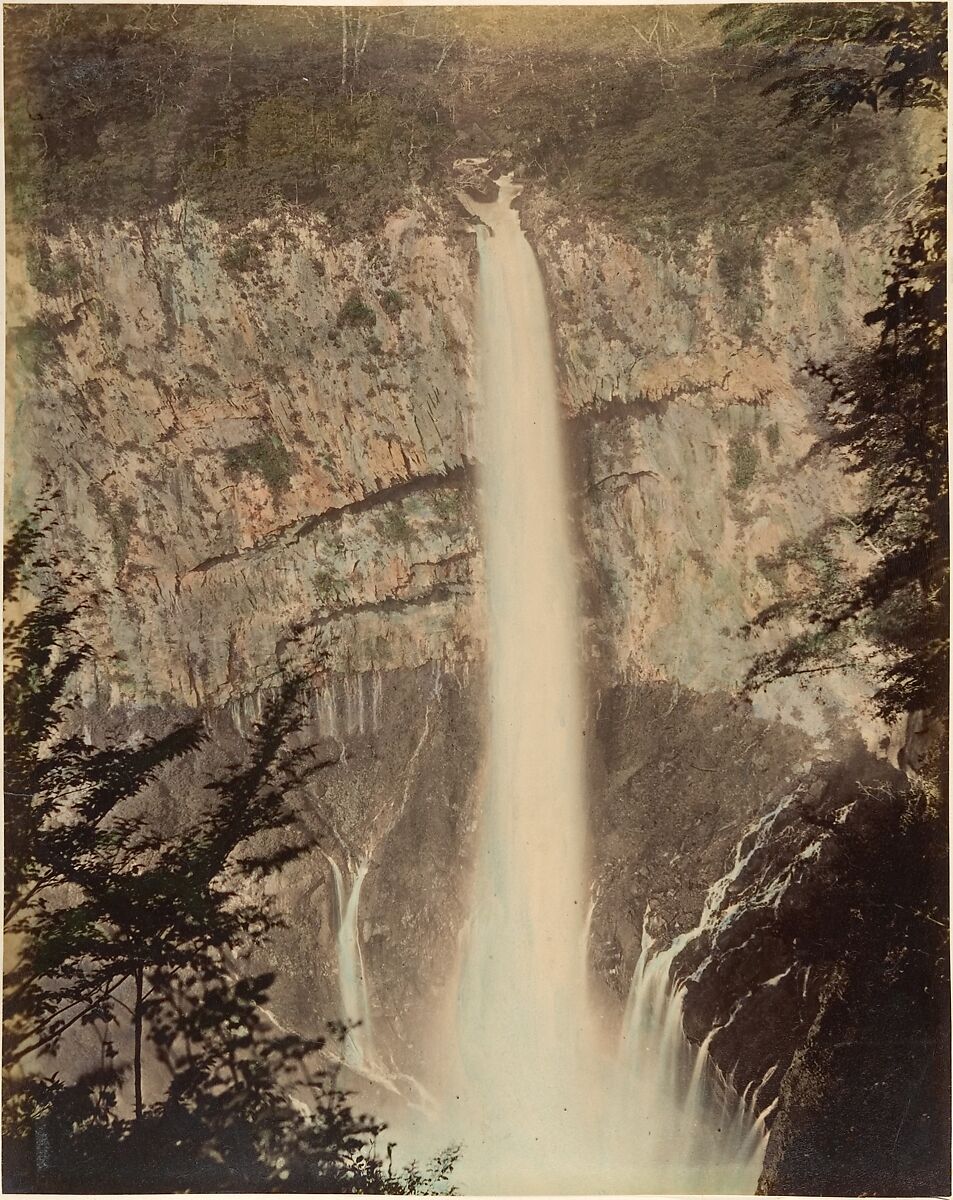 [Waterfall], Unknown, Albumen silver print from glass negative with applied color 