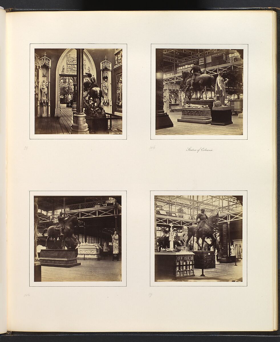 [Medieval Court; Statue of Coleoni; Equestrian Statue of Gattamelata by Donatello, from the Court of Monuments of Christian Art; Equestrian Statue of Colleone], Attributed to Philip Henry Delamotte (British, 1821–1889), Albumen silver print from glass negative 