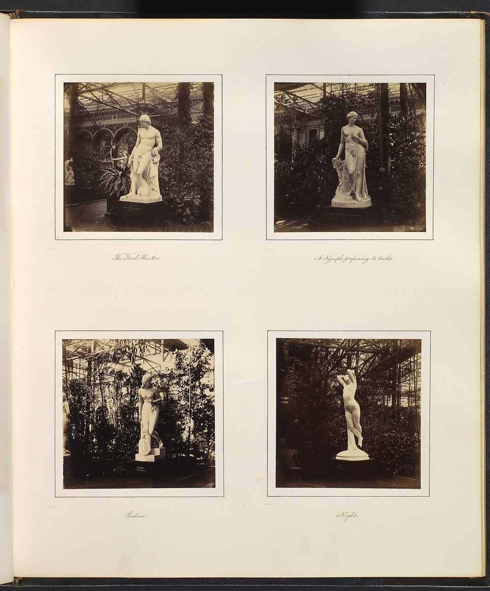[Sculptures of the Tired Hunter, a Nymph Preparing to Bathe, Godiva, and an Allegorical Figure of Night], Attributed to Philip Henry Delamotte (British, 1821–1889), Albumen silver print from glass negative 