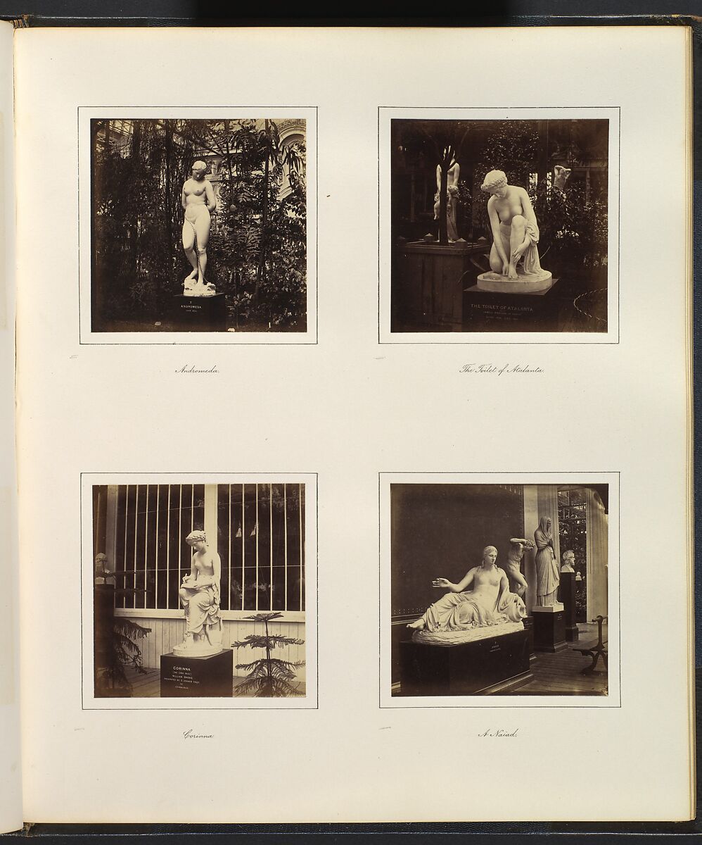 [Sculptures of Andromeda, the Toilet of Atalanta, Corinna, and a Naiad], Attributed to Philip Henry Delamotte (British, 1821–1889), Albumen silver print from glass negative 