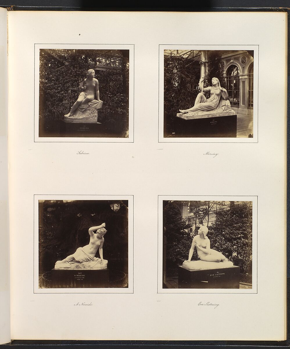 [Sculptures of Sabrina, an Allegorical Figure of Morning, a Nereide, and Eve Listening], Attributed to Philip Henry Delamotte (British, 1821–1889), Albumen silver print from glass negative 