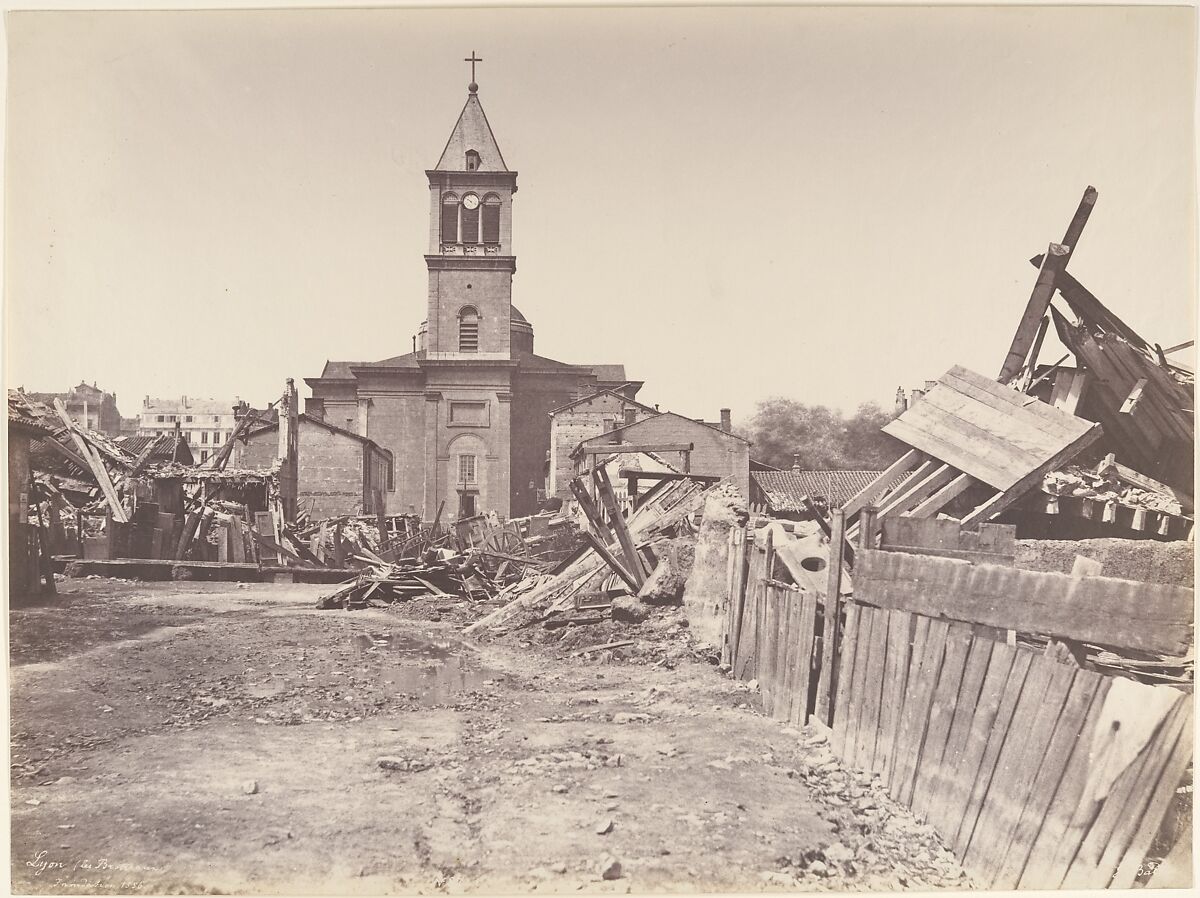 The Floods of 1856, Church of Saint-Pothin, Lyon, Edouard Baldus (French (born Prussia), 1813–1889), Salted paper print from paper negative 