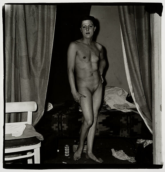 A naked man being a woman, N.Y.C., Diane Arbus (American, New York 1923–1971 New York), Gelatin silver print 