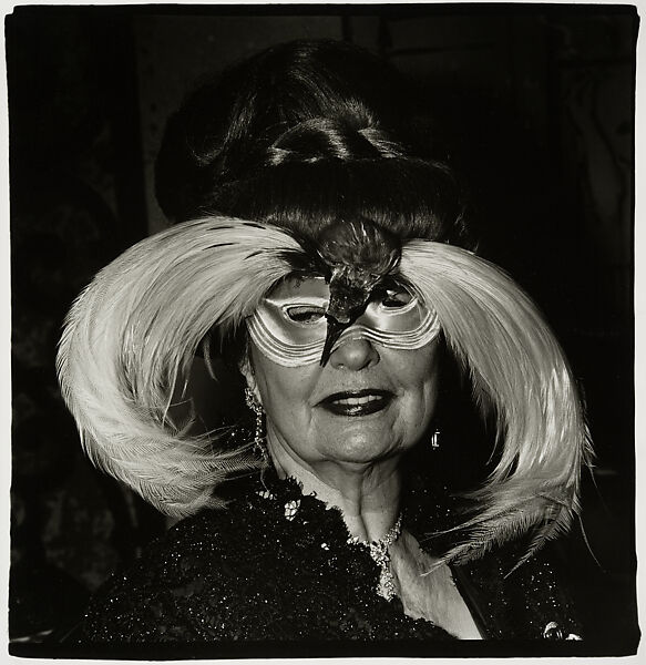 A woman in a bird mask, N.Y.C., Diane Arbus (American, New York 1923–1971 New York), Gelatin silver print 