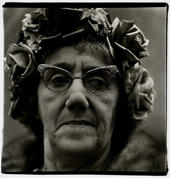Woman in a rose hat, N.Y.C., Diane Arbus (American, New York 1923–1971 New York), Gelatin silver print 