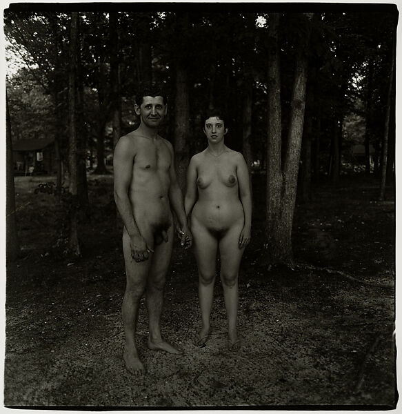 A husband and wife in the woods at a nudist camp, N.J., Diane Arbus (American, New York 1923–1971 New York), Gelatin silver print 