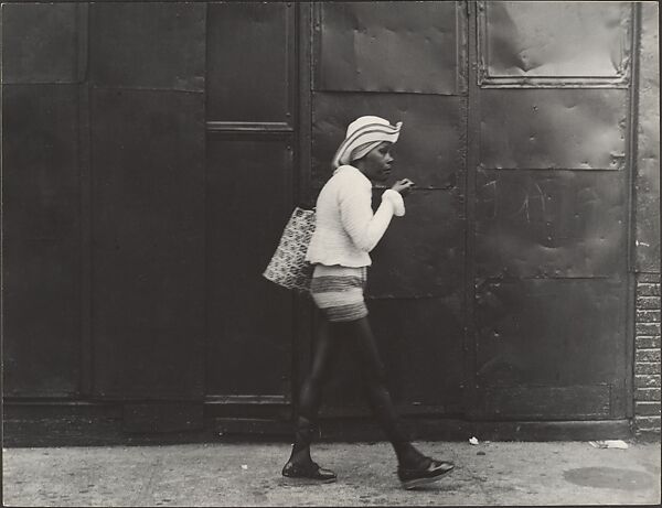 [Street Scene: Woman Wearing Straw Hat and Black Stockings, New York City], Leon Levinstein (American, Buckhannon, West Virginia 1910–1988 New York), Gelatin silver print 