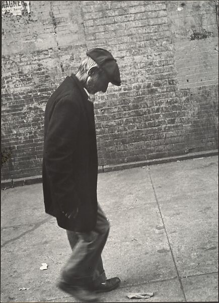 [Elderly Man in Dark Jacket and Cap Walking on Street, New York], Leon Levinstein (American, Buckhannon, West Virginia 1910–1988 New York), Gelatin silver print 