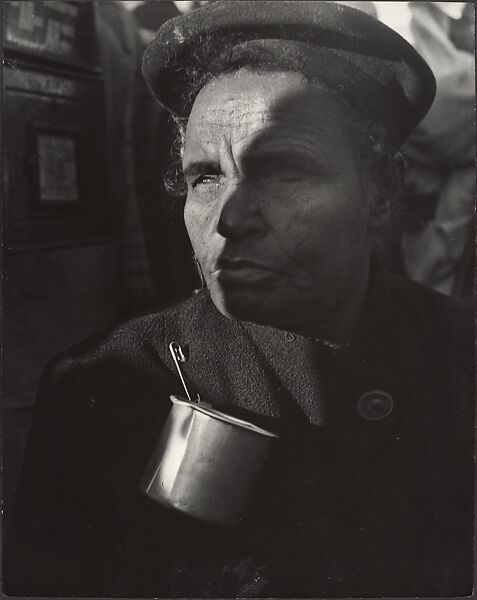 [Blind Man with Tin Cup Attached to Winter Coat, New York], Leon Levinstein (American, Buckhannon, West Virginia 1910–1988 New York), Gelatin silver print 