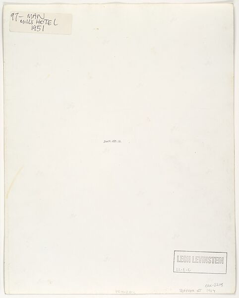 Man, Mills Hotel, Leon Levinstein (American, Buckhannon, West Virginia 1910–1988 New York), Gelatin silver print