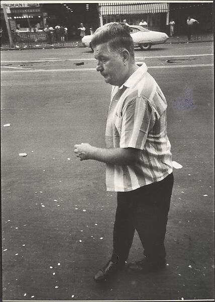 [Man Walking on Street in Short-Sleeved Striped Shirt , New York], Leon Levinstein (American, Buckhannon, West Virginia 1910–1988 New York), Gelatin silver print 