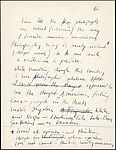 "While working (photographing) I never establish...", Robert Frank (American (born Switzerland), Zurich 1924–2019 Inverness, Nova Scotia), Ink on paper (manuscript)