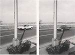[Diptych of Two Cars on a Highway with Shadow of Light Standard]