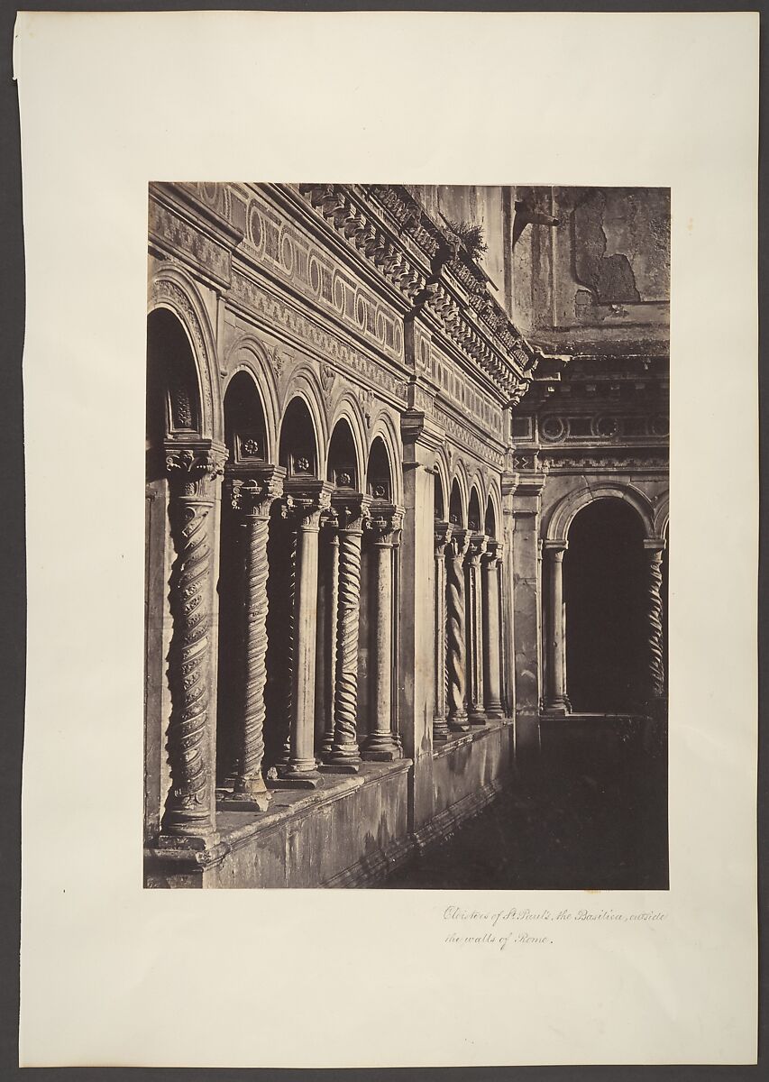 Cloisters of St. Paul's, the Basilica, Outside the Walls of Rome, Robert Macpherson (British, Tayside, Scotland 1811–1872 Rome), Albumen silver print from glass negative 