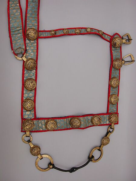 Bridle, Iron, gold, textile, Tibetan 
