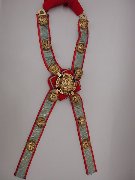 Crupper, Iron, gold, textile, Tibetan 