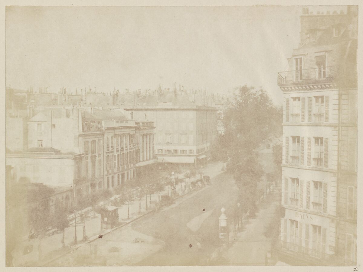 View of the Boulevards at Paris, William Henry Fox Talbot (British, Dorset 1800–1877 Lacock), Salted paper print from paper negative 