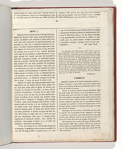 [Supplemento al no. 6 anno 2o del Ricoglitore di Cognizioni Utili (15 July 1839), p. 25]