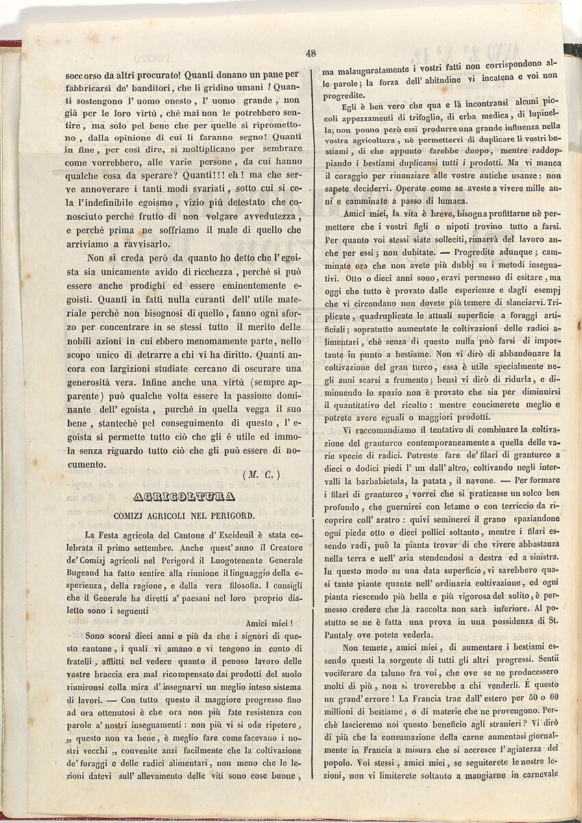 [Ricoglitore Di Cognizioni Utili. Anno 2o, No. 12 (15 October 1839), p. 50], Ink on paper