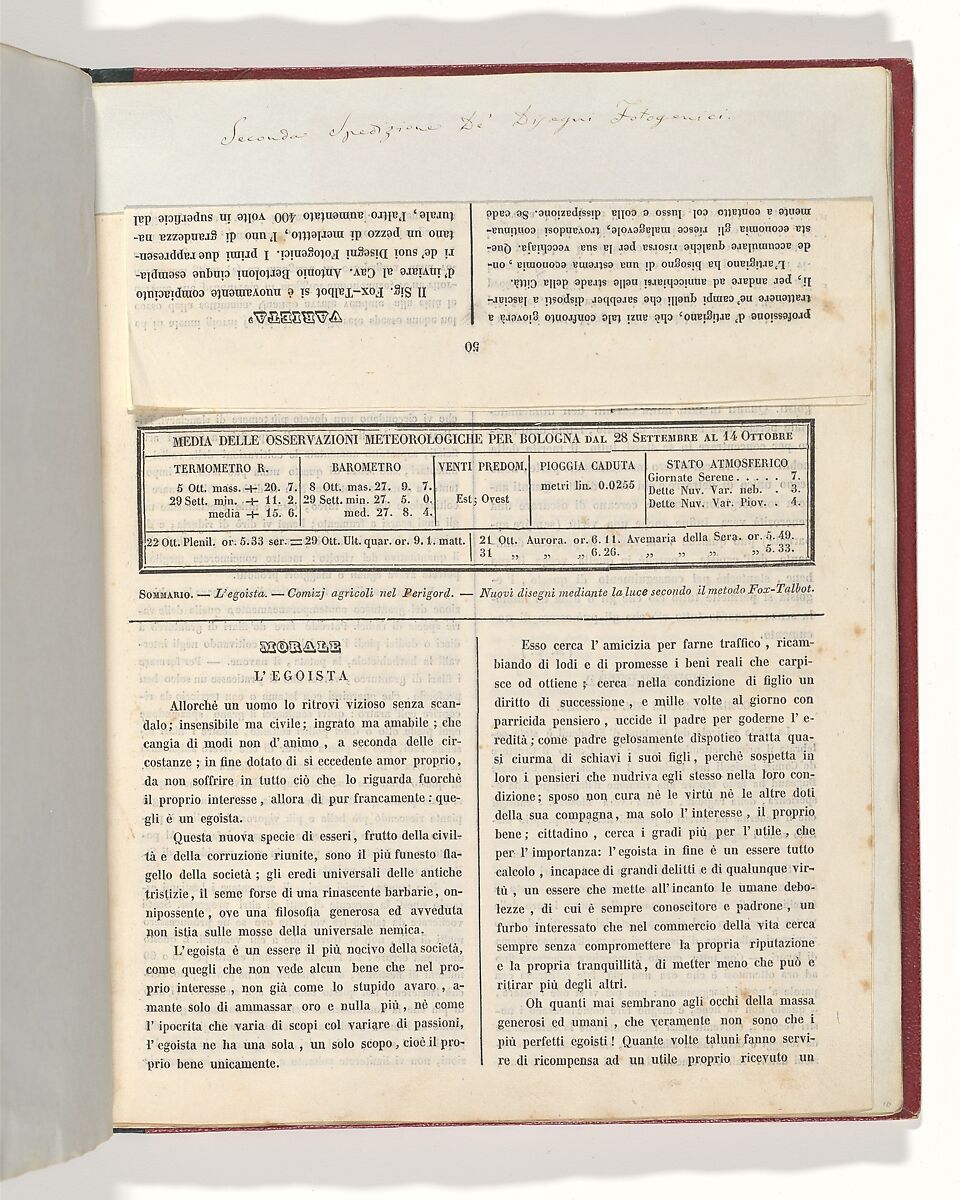 [Ricoglitore Di Cognizioni Utili. Anno 2o, No. 12 (15 October 1839), p. 50], Ink on paper 