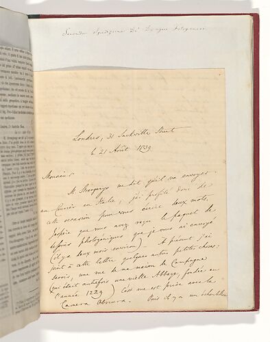 [Manuscript Letter from W. H. Fox Talbot to Antonio Bertoloni]