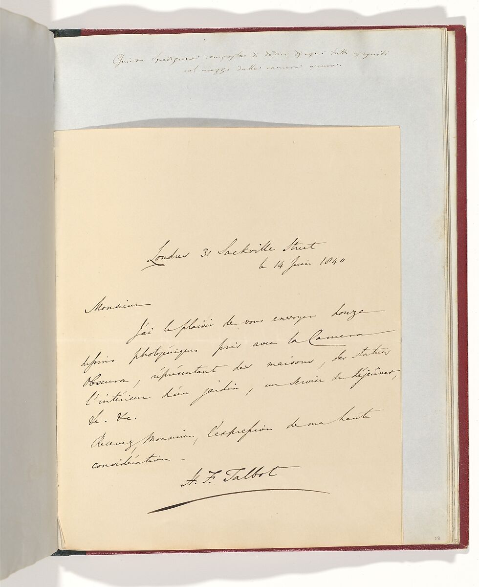 [Manuscript Letter from W. H. Fox Talbot to Antonio Bertoloni], William Henry Fox Talbot (British, Dorset 1800–1877 Lacock), Ink on paper (manuscript) 