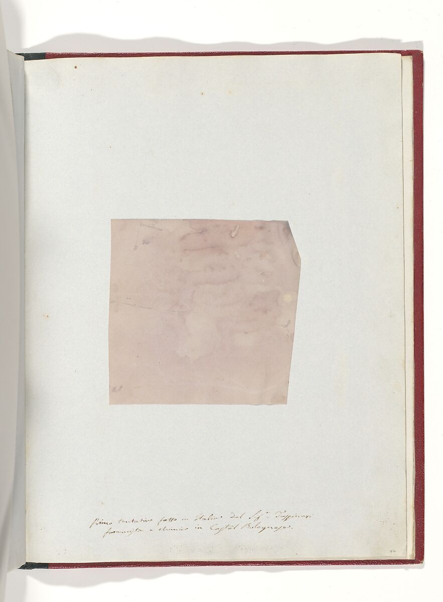 Primo tentativo fatto in Italia del Sig. Tassinari farmacista e chimico in Castel Bolognese, Likely Sebastiano Tassinari (Italian, 1814–1888), Salted paper print 