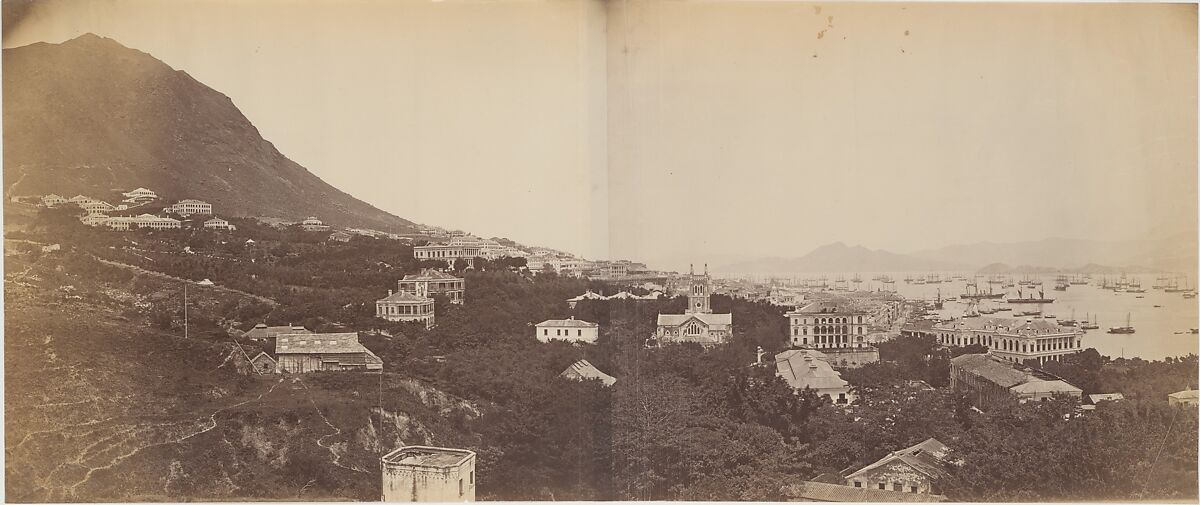 [Panorama of Hong Kong], Attributed to John Thomson (British, Edinburgh, Scotland 1837–1921 London), Albumen silver print from glass negative 