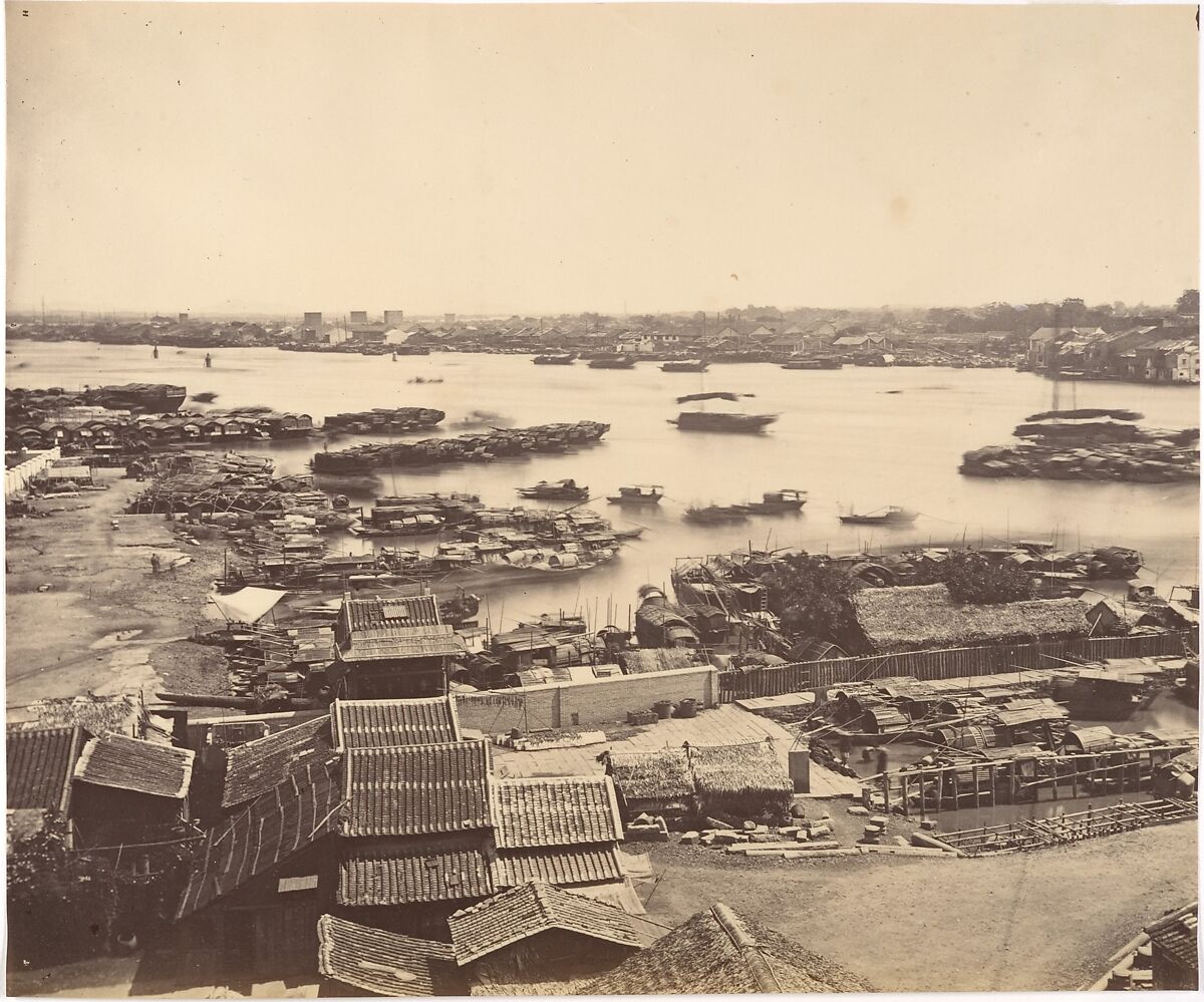 View of Canton from the River, Attributed to John Thomson (British, Edinburgh, Scotland 1837–1921 London), Albumen silver print from glass negative 