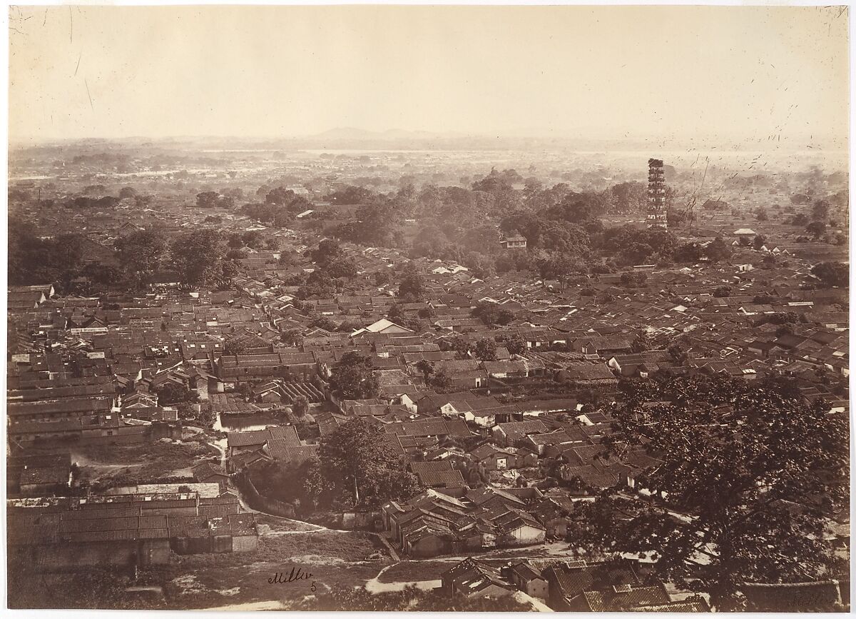 Canton City, Milton M. Miller (American, active China, 1830–1899), Albumen silver print from glass negative 