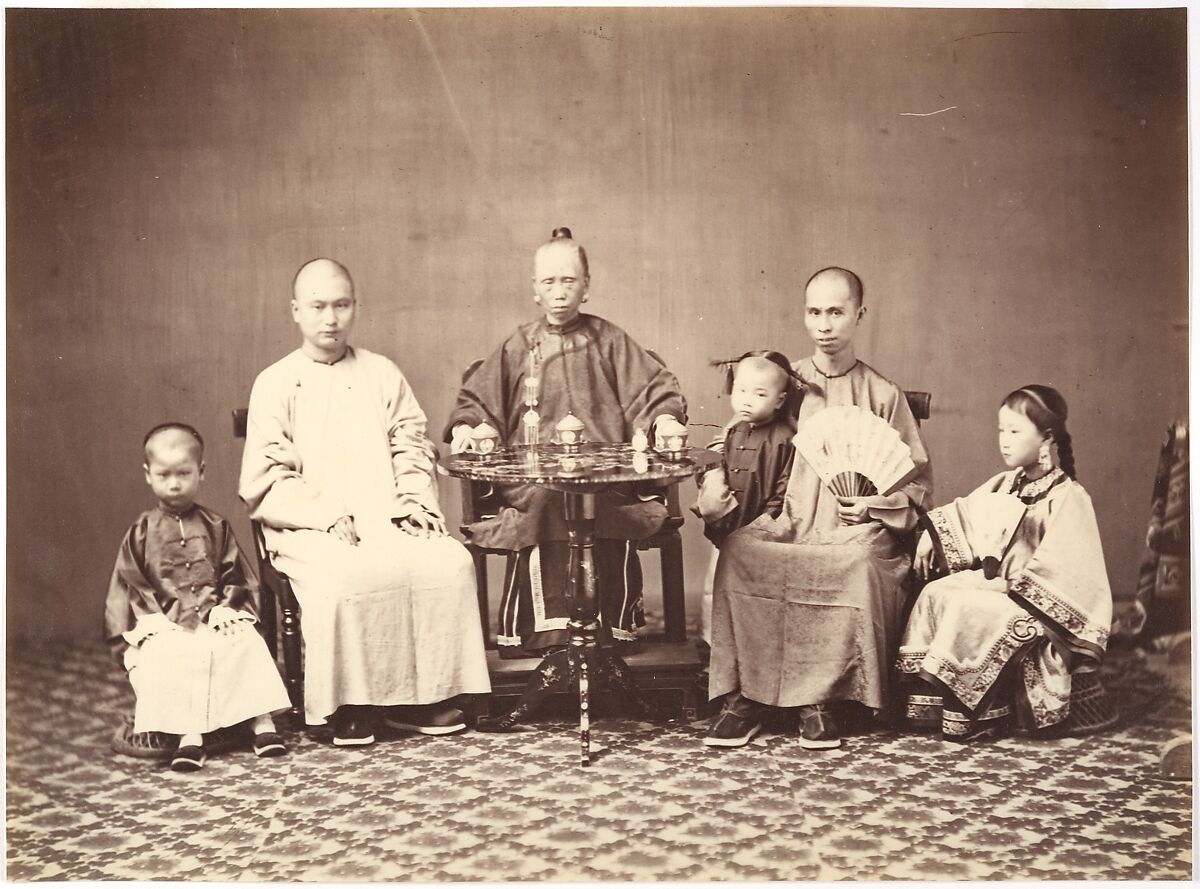 Mandarin with Family, Milton M. Miller (American, active China, 1830–1899), Albumen silver print from glass negative 