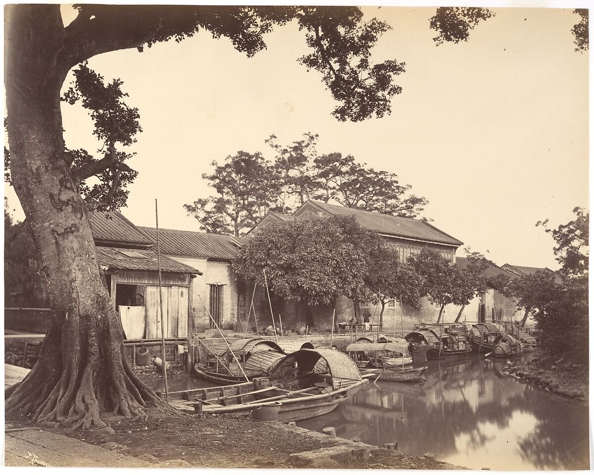 A Creek in Canton, Attributed to John Thomson (British, Edinburgh, Scotland 1837–1921 London), Albumen silver print from glass negative 