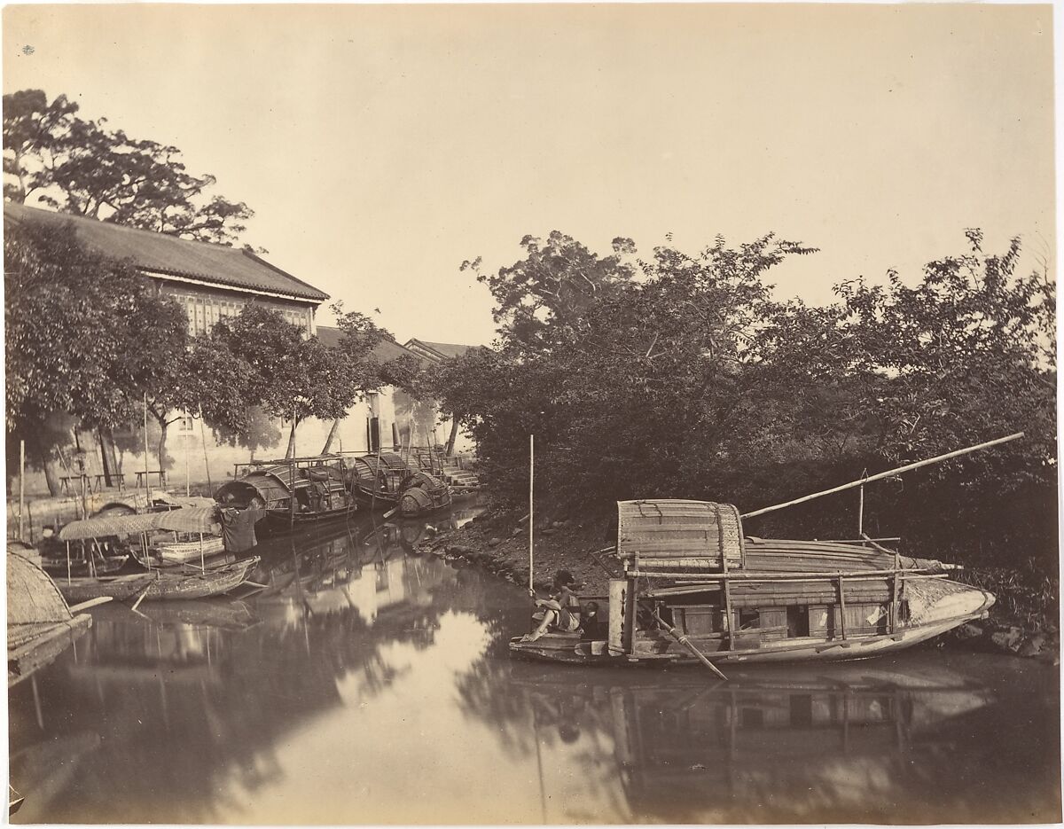 A Creek in Canton, Attributed to John Thomson (British, Edinburgh, Scotland 1837–1921 London), Albumen silver print from glass negative 