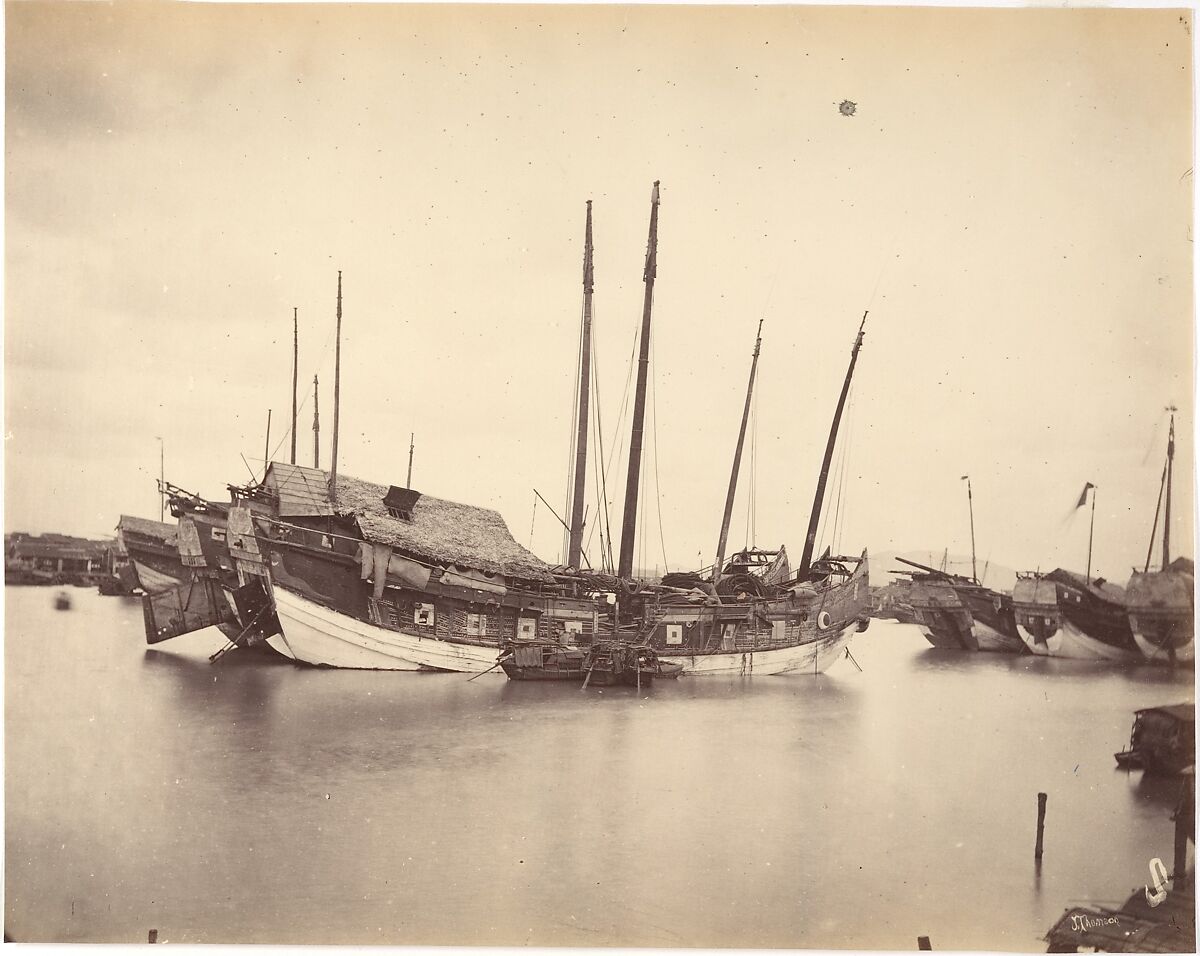 Mercantile Junks at Canton, John Thomson (British, Edinburgh, Scotland 1837–1921 London), Albumen silver print from glass negative 