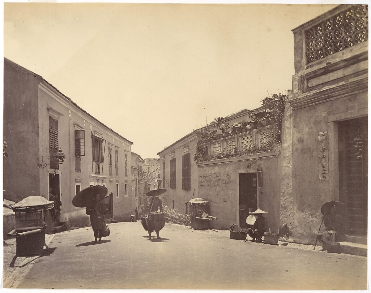 A Street in Macao, Attributed to John Thomson (British, Edinburgh, Scotland 1837–1921 London), Albumen silver print from glass negative 