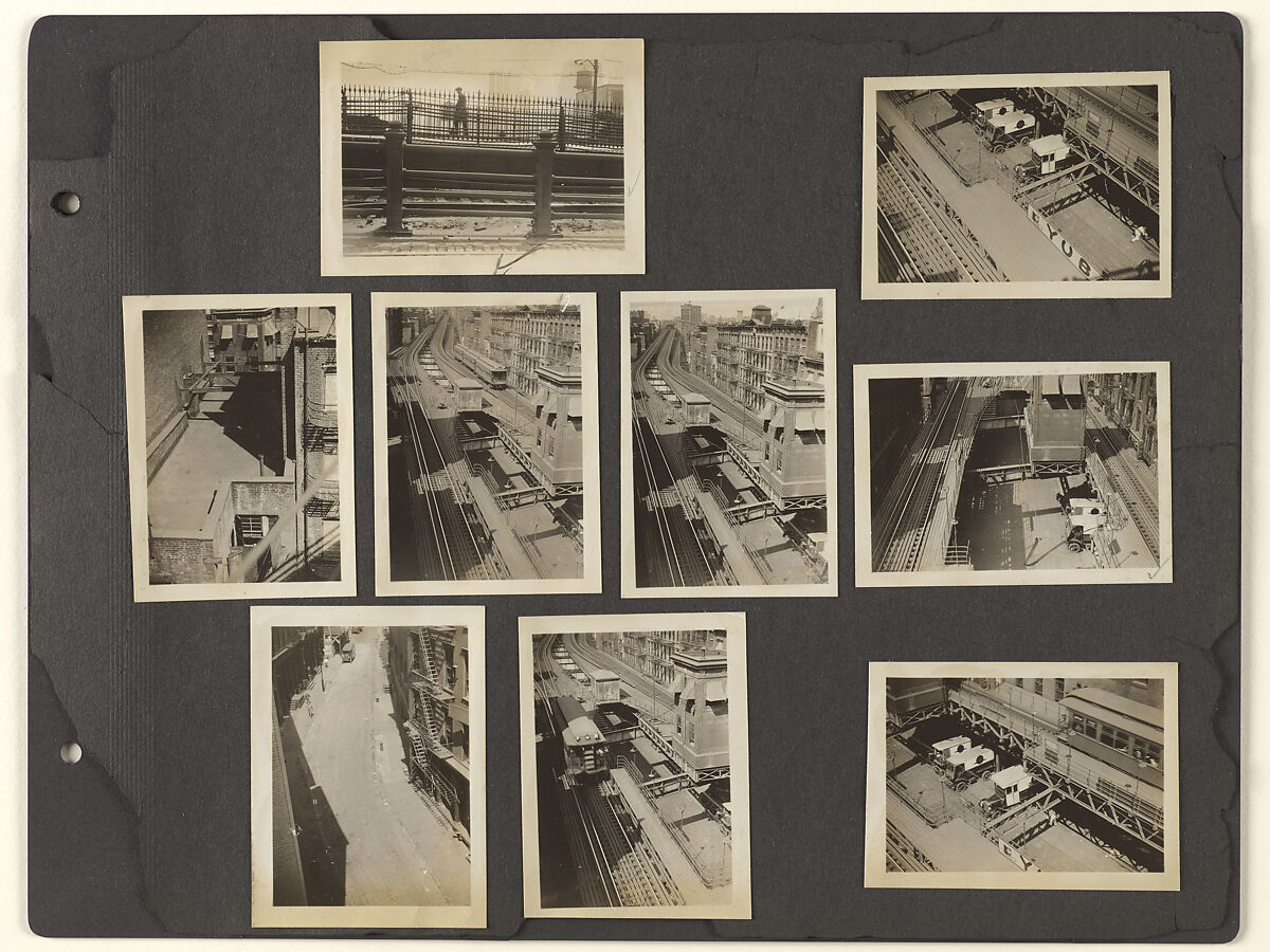 [Album Page: Second Avenue Elevated Train Tracks at Twenty-third Street, Manhattan], Berenice Abbott  American, Gelatin silver prints