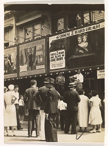 [Carnival Sideshow, New York], Berenice Abbott (American, Springfield, Ohio 1898–1991 Monson, Maine), Gelatin silver print 