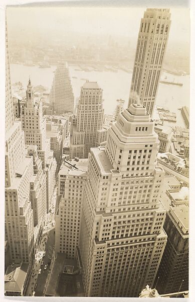 [Aerial View, Lower Manhattan, New York], Berenice Abbott (American, Springfield, Ohio 1898–1991 Monson, Maine), Gelatin silver print 