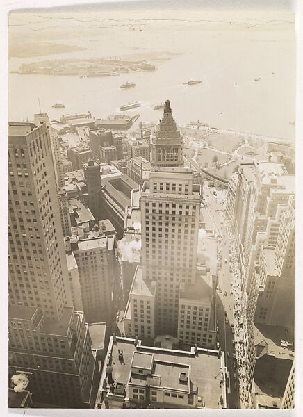 [Aerial View, Lower Manhattan, New York], Berenice Abbott (American, Springfield, Ohio 1898–1991 Monson, Maine), Gelatin silver print 