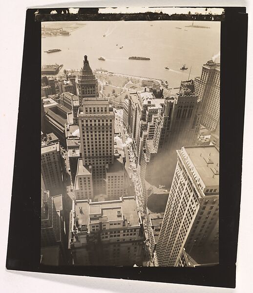 [Aerial View, Lower Manhattan, New York], Berenice Abbott (American, Springfield, Ohio 1898–1991 Monson, Maine), Gelatin silver print 